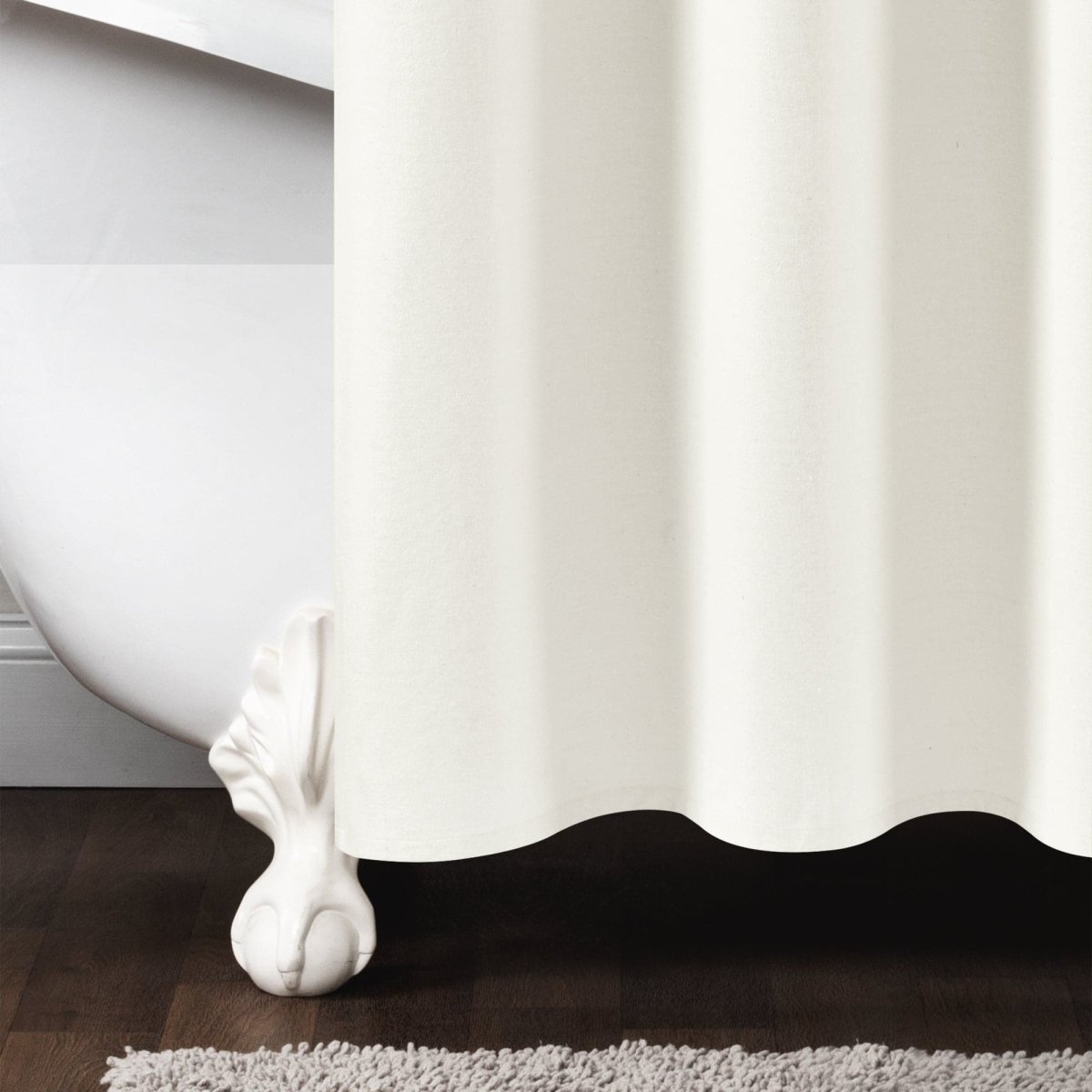 Stitched Woven Stripe Yarn Dyed Recycled Cotton Blend Shower Curtain