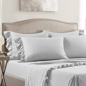LushDecor Reyna Ruffle Sheet Set in Light Gray