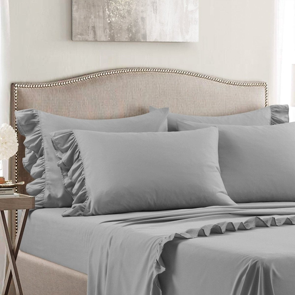LushDecor Reyna Ruffle Sheet Set in Dark Gray