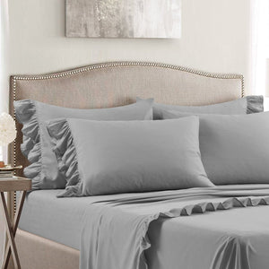 LushDecor Reyna Ruffle Sheet Set in Dark Gray