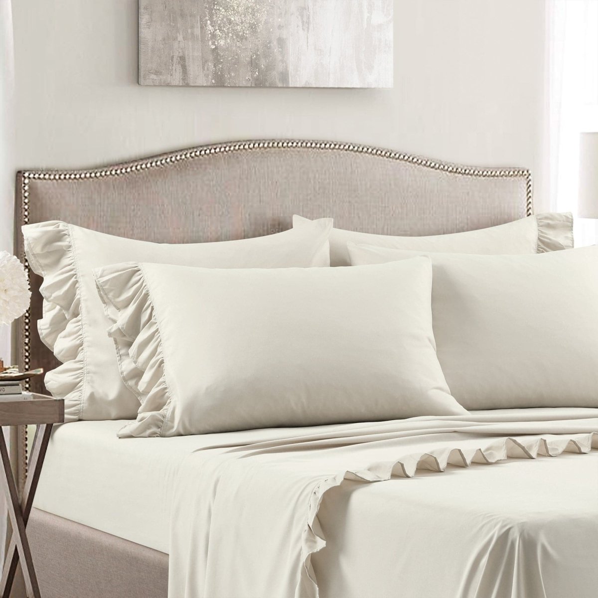 LushDecor Reyna Ruffle Sheet Set in Wheat