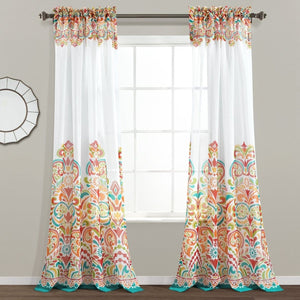 LushDecor Clara Sheer Window Curtain Panel Set in Turquoise_Tangerine