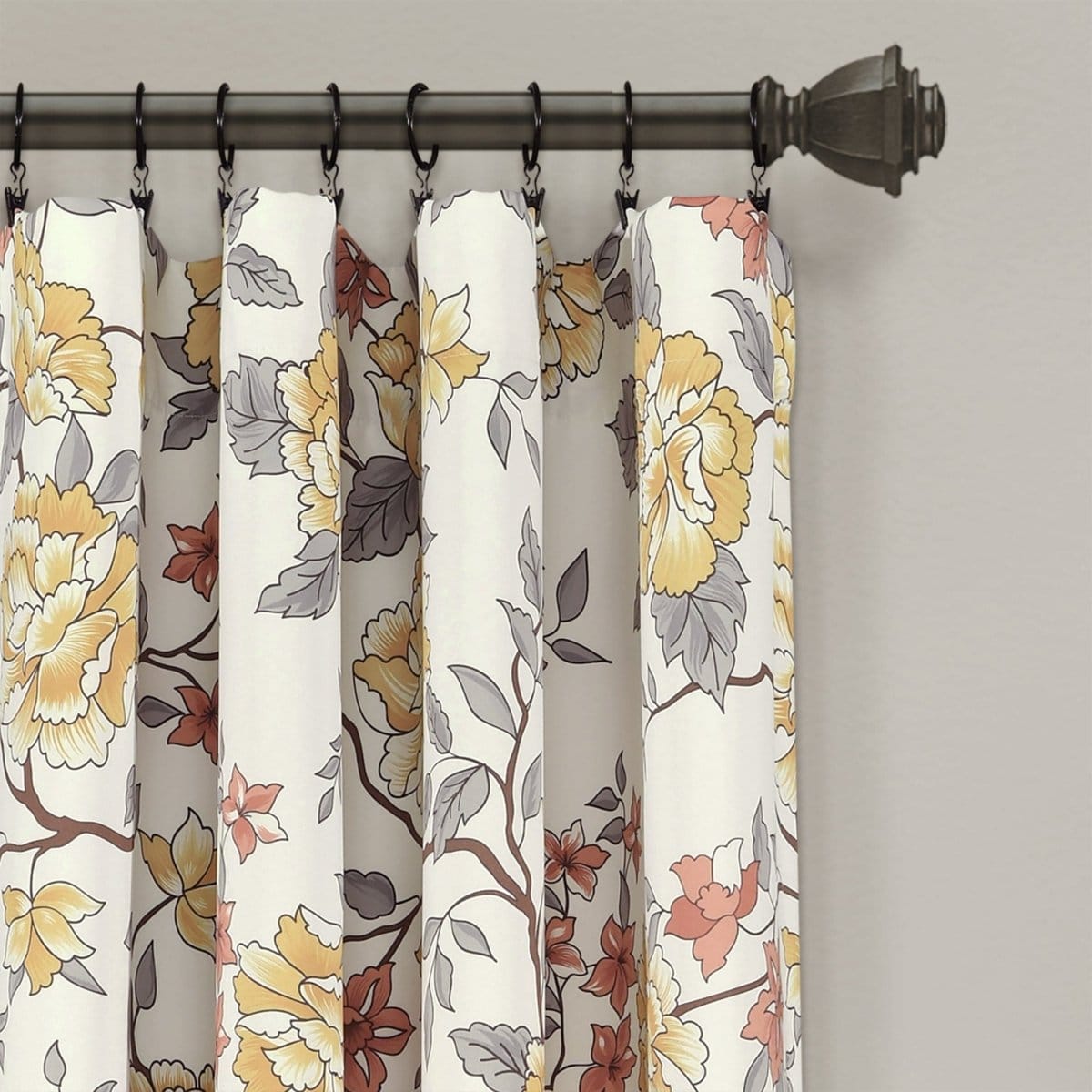 LushDecor Ivana Floral Light Filtering Window Curtain Panel Set