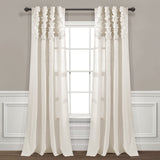 Ruched Waterfall Faux Linen Window Curtain Panel
