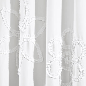 Ruffle Flower Window Curtain Panel Set