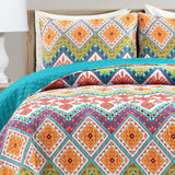 Boho Chevron Reversible Cotton Quilt 3 Piece Set