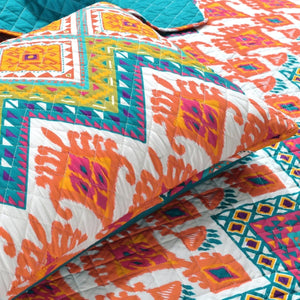 LushDecor Boho Chevron Reversible Cotton Quilt 3 Piece Set - view 4
