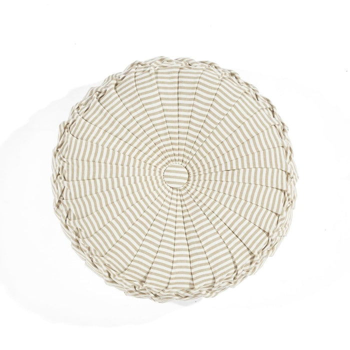 LushDecor Farmhouse Ticking Stripe Yarn Dyed Pleated Decorative Pillow in Neutral