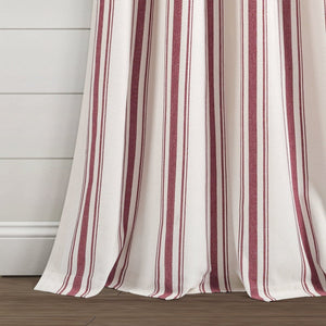 Farmhouse Stripe Yarn Dyed Recycled Cotton Blend Window Curtain Panel Set