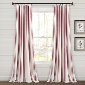 Farmhouse Stripe Yarn Dyed Recycled Cotton Blend Window Curtain Panel Set