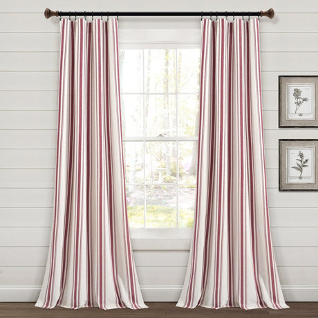 Farmhouse Stripe Yarn Dyed Recycled Cotton Blend Window Curtain Panel Set