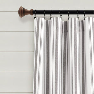 Farmhouse Stripe Yarn Dyed Recycled Cotton Blend Window Curtain Panel Set