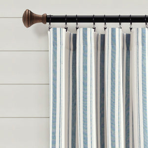 Farmhouse Stripe Yarn Dyed Recycled Cotton Blend Window Curtain Panel Set