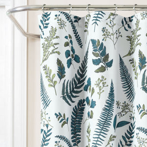 Devonia All Over Shower Curtain 72" x 72" White Green