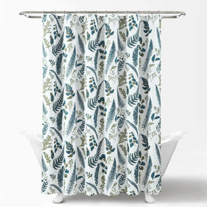 Devonia All Over Shower Curtain 72" x 72" White Green