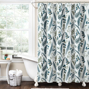 Devonia All Over Shower Curtain 72" x 72" White Green