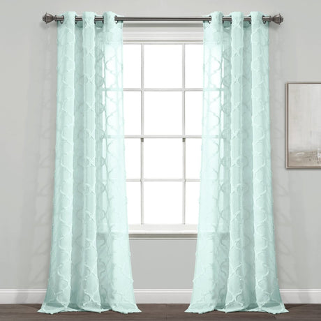 Avon Trellis Grommet Sheer Window Curtain Panel Set