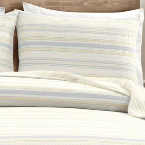 Solange Stripe Kantha Pick Stitch Yarn Dyed Cotton Woven Quilt Coverlet Set