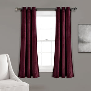 Prima Velvet Solid Grommet Light Filtering Curtain Panel Set