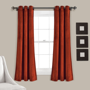 Prima Velvet Solid Grommet Light Filtering Curtain Panel Set