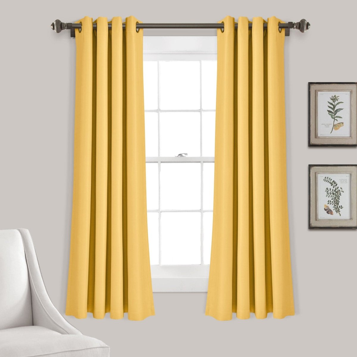 LushDecor Insulated Grommet Blackout Window Curtain Panel Set in Yellow