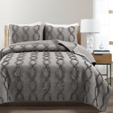 Avon Textured Ruffle Quilt 3 Piece Set