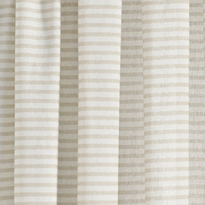 Boho Coastal Horizontal Ticking Stripe Tassel Window Curtain Panel Set