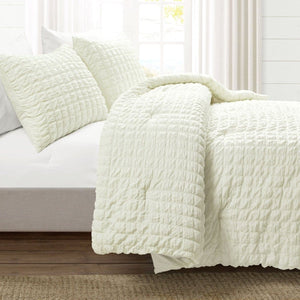 LushDecor Crinkle Textured Dobby Comforter Set in Ivory - view 3