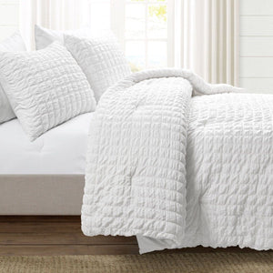 LushDecor Crinkle Textured Dobby Comforter Set in White - view 3