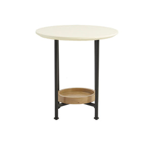 Oval End Table - White / Natural