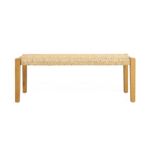Angie - Bench Outdoor Seating Acacia Wood Faux Rattan - Teak - Best Buy Furniture