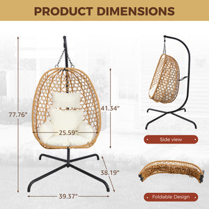 Egg Chair with Stand, Patio Wicker Hanging Chair, Hammock Swing Chair