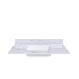 Bianco Carrara Venato Elegant Marble Vanity Top, Bathroom Vanity With Undermount Sink, Sintered Stone