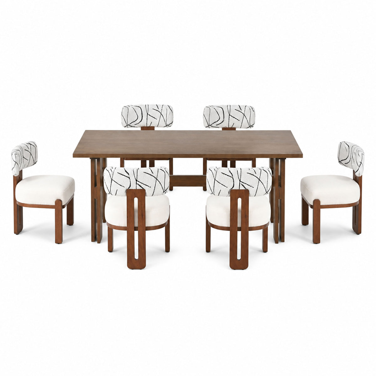 7-Piece Dining Table Set for 6, 71"