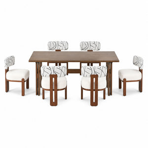 7-Piece Dining Table Set for 6, 71"