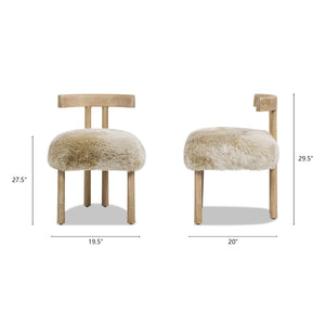 Arden 19.5" Genuine Sheepskin Fur Split Back Dining Chair