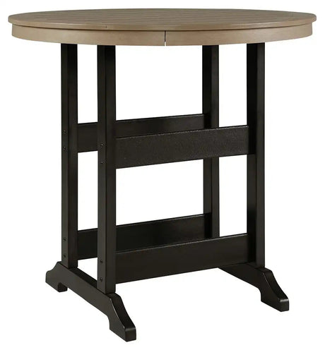 Fairen Trail - Round Bar Table w/Umb OPT - Black / Driftwood - Best Buy Furniture