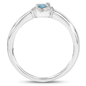 0.68 Carat Genuine Blue Zircon and White Zircon .925 Sterling Silver Ring