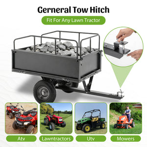 600LBS Heavy Duty Steel Dump Cart Trailer, 17 Cu.Ft.