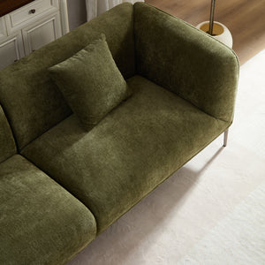 Modern 3-Seat Sofa, 82-Inch, Green Boucle Fabric