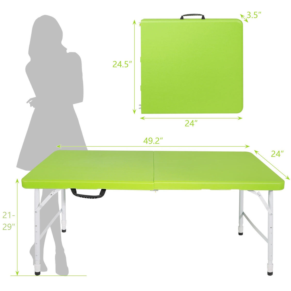 4ft Foldable Outdoor Table with Durable Construction - White