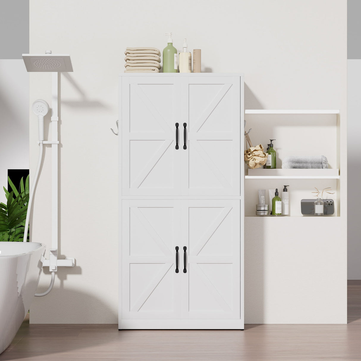 Kitchen Pantry Cabinet With Adjustable Shelves, Heavy Duty Storage - White