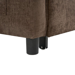 Pull-Out Sleeper Sofa With Reversible Backrest Cushion, Side Pockets, 2 USB Ports And A Phone Holder For Living Room