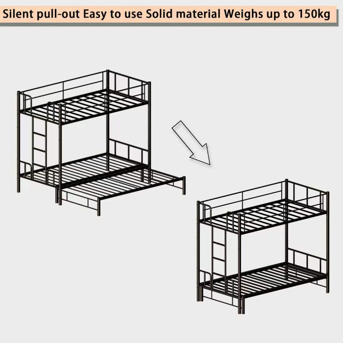 Twin Size Metal Pull-Out Bunk Bed