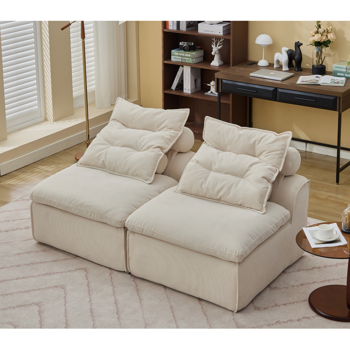 Modular Sofa with Neck and Lumbar Pillows - 2 Seats