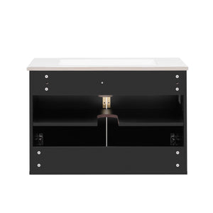 Bathroom Vanity With Sink, Rectangular Storage Cabinet With 2 Soft Closing Doors