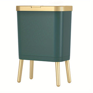 15L Slim Trash Can with Lid Odor Sealing Bathroom Kitchen Bin