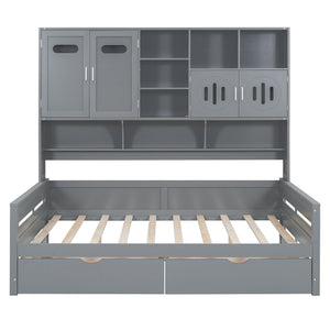 Daybed With All-In-One Cabinet And Shelf