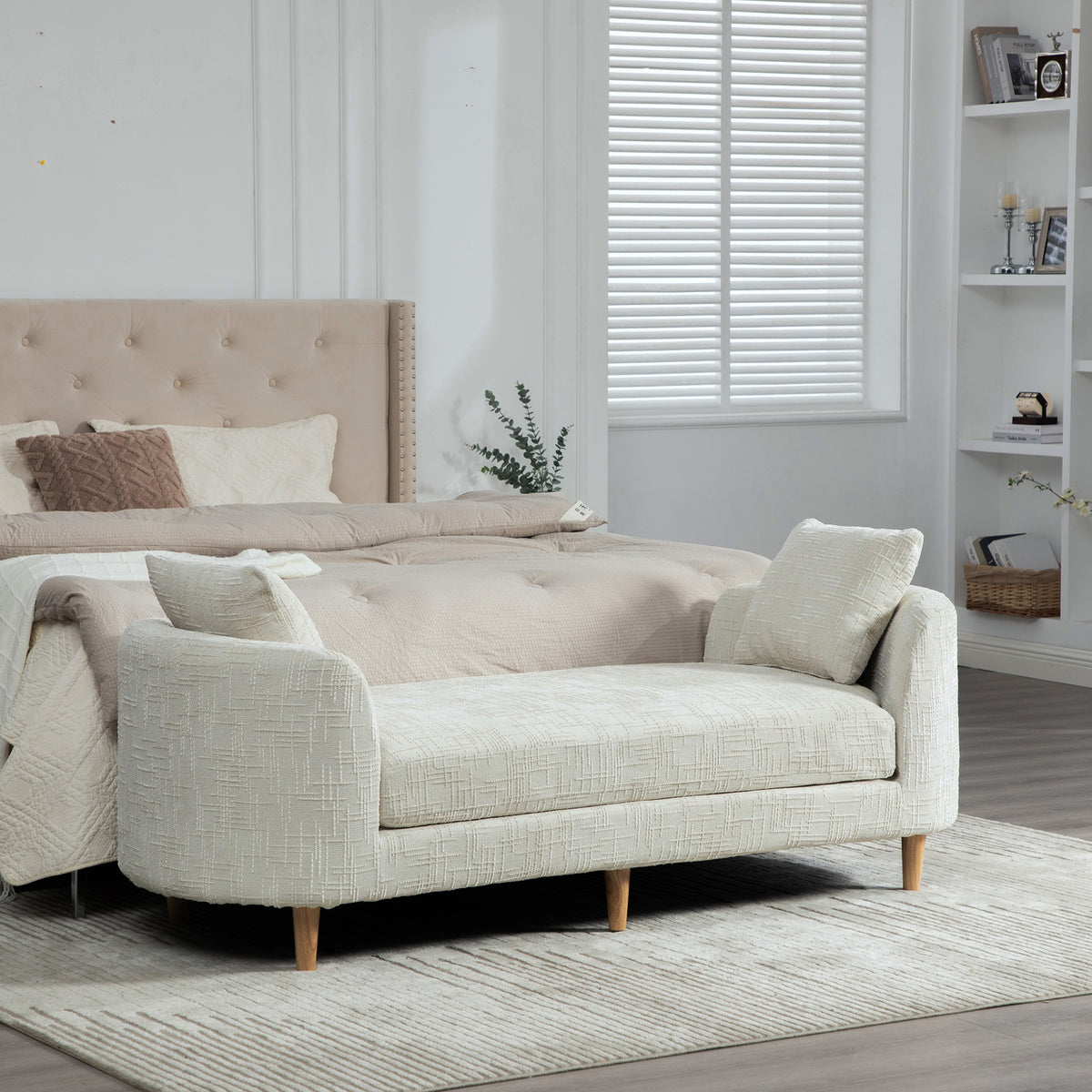 77.17" Wide Modern Upholstered End of Bed Bench