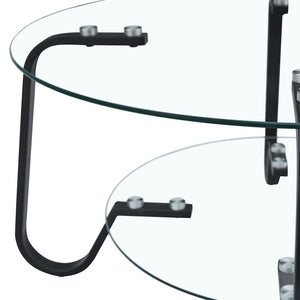 Retro Minimalist Style Metal Frame Double Layer Tempered Glass Coffee Table